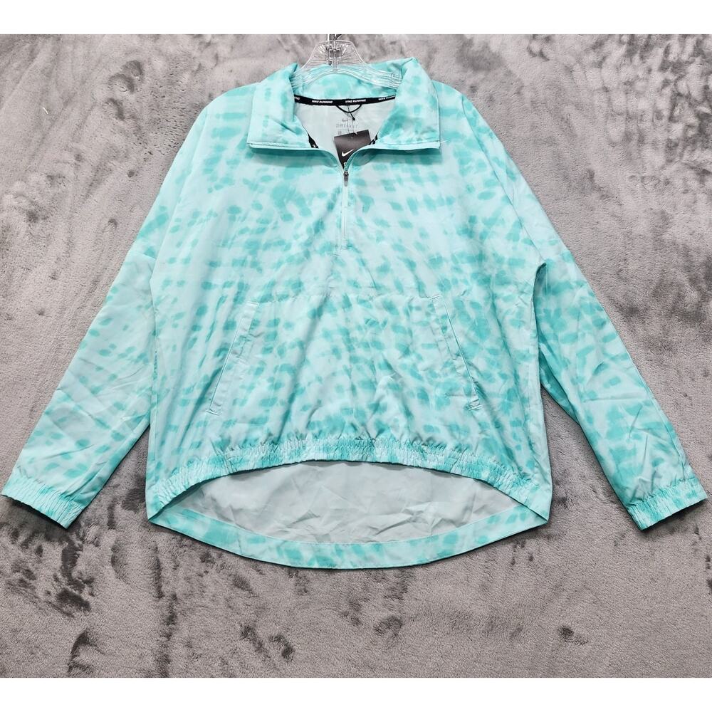 NEW Nike Jacket Womens L Blue Aqua Dri-FIT Surf 1/2 Zip Pullover Sporty‎ Running